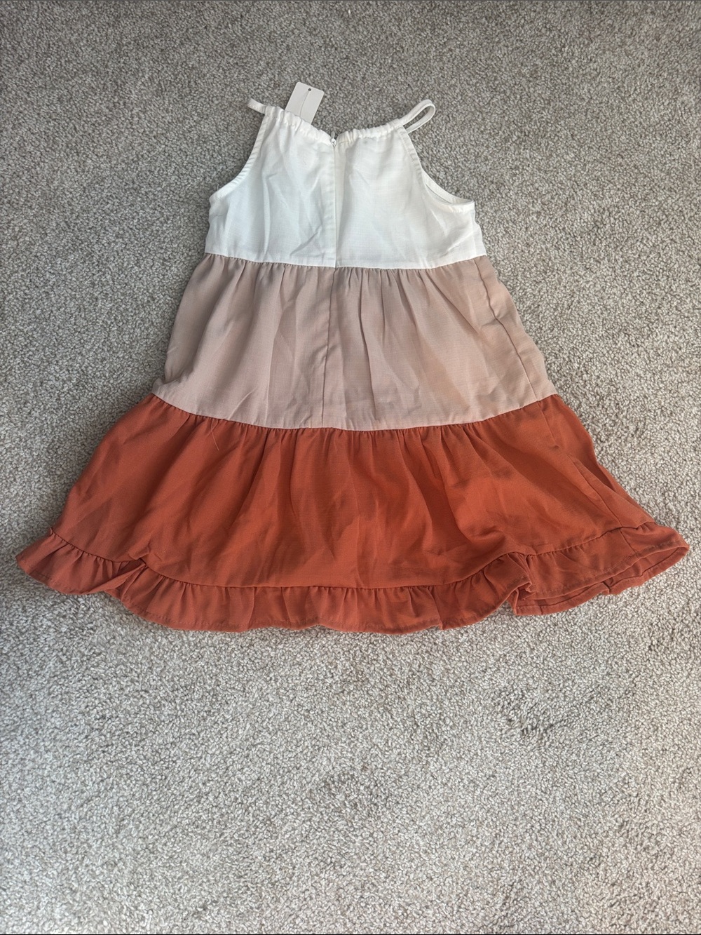 SHEIN White Blush Rust Colorblock Tiered Sundress - Picture 3 of 3